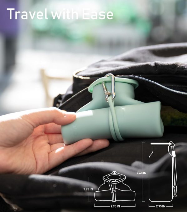 Collapsible Water Bottles 20 oz, Leak Proof, BPA Free Foldable Silicone Travel Water Bottle Cups for Taveling, Outdoors, On the go, Sage Green - Image 5