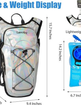 Reflective Hydration Backpack, Hydration Pack – Water Backpack with 2L Hydration Bladder, Essential for Festivals – Rave Hydration Pack for Hiking, Running, Cycling, and Festivals